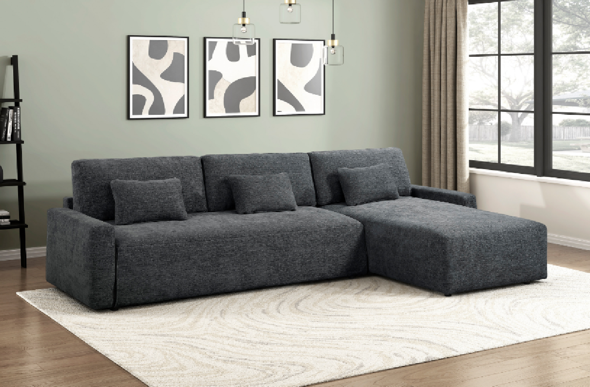 Cumulus Dark Gray Queen Sleeper Sectional | Homelegance | Phoenix AZ