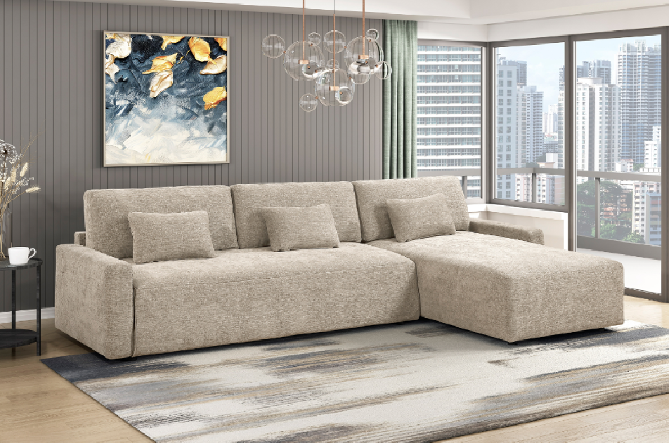Cumulus Taupe Queen Sleeper Sectional | Homelegance | Phoenix AZ