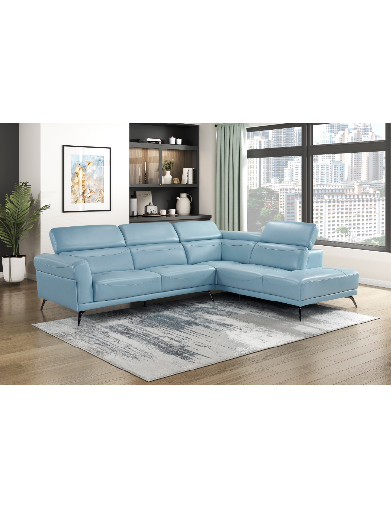Giselle Blue Leather 2-Piece Sectional | Homelegance | Phoenix AZ