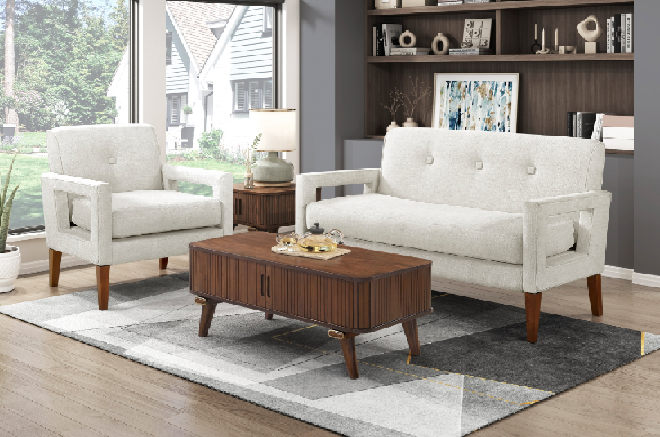 Belfort Beige Mid-Century Modern Sofa Set | Homelegance | Phoenix AZ