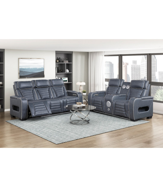 Cyber Gray Leather Power Sofa Set | Homelegance | Phoenix AZ