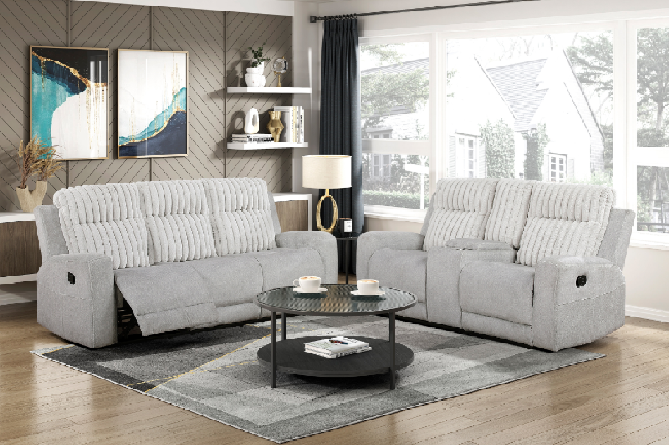 Benton Light Gray Reclining Sofa Set | Homelegance | Phoenix AZ