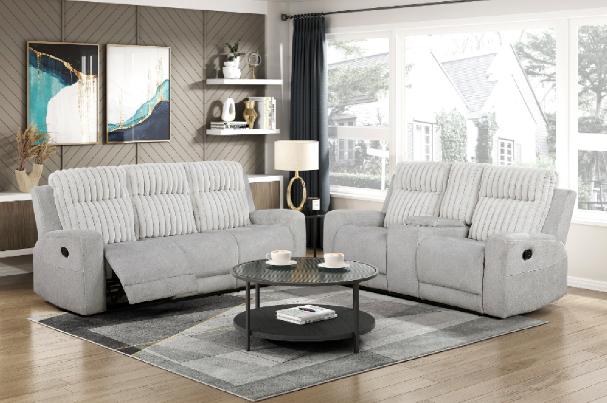 Benton Light Gray Reclining Sofa Set | Homelegance | Phoenix AZ
