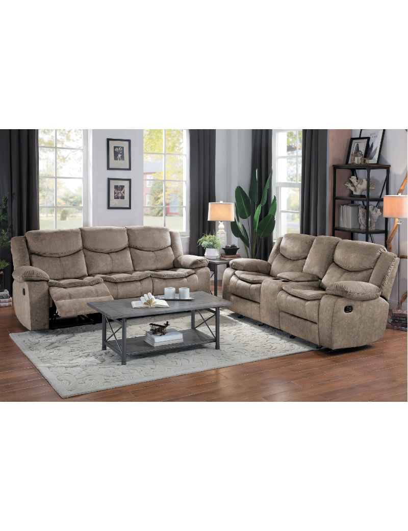 Bastrop Brown Microfiber Reclining Sofa Set | Homelegance | Phoenix AZ