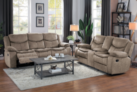 Bastrop Brown Microfiber Reclining Sofa Set | Homelegance | Phoenix AZ