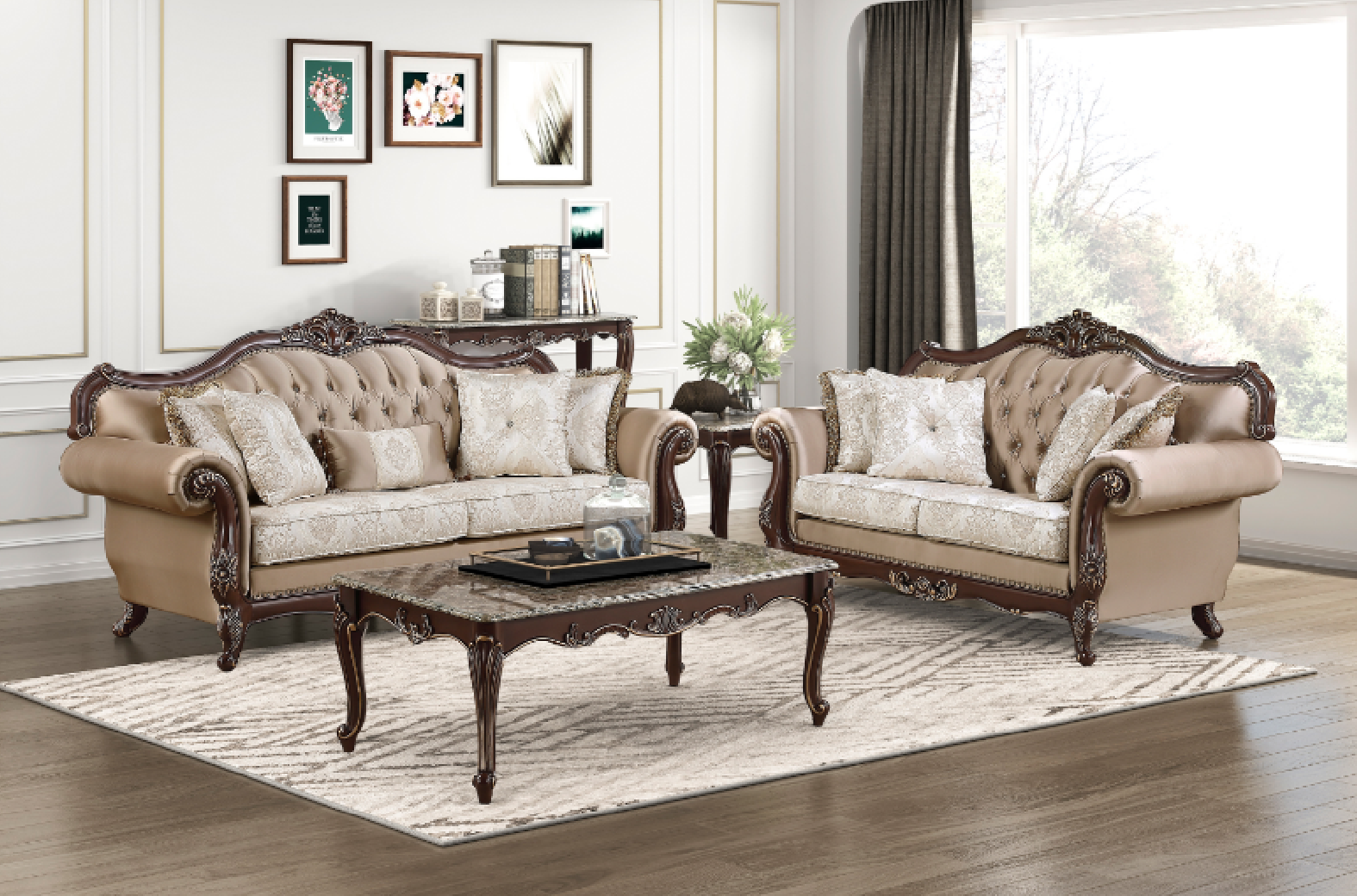 8390 Regal 2-Piece Sofa & Loveseat – Traditional European Luxury Style by Homelegance