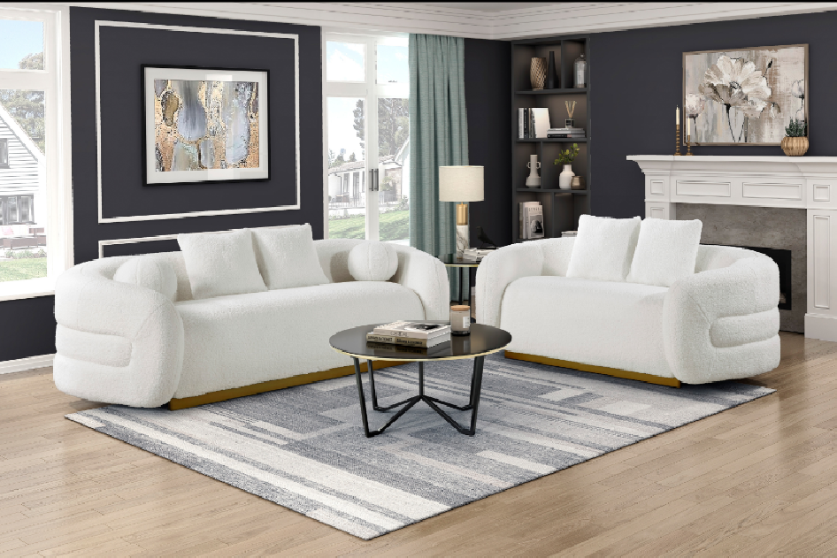 Novella White Sherpa Sofa Set | Homelegance | Phoenix AZ