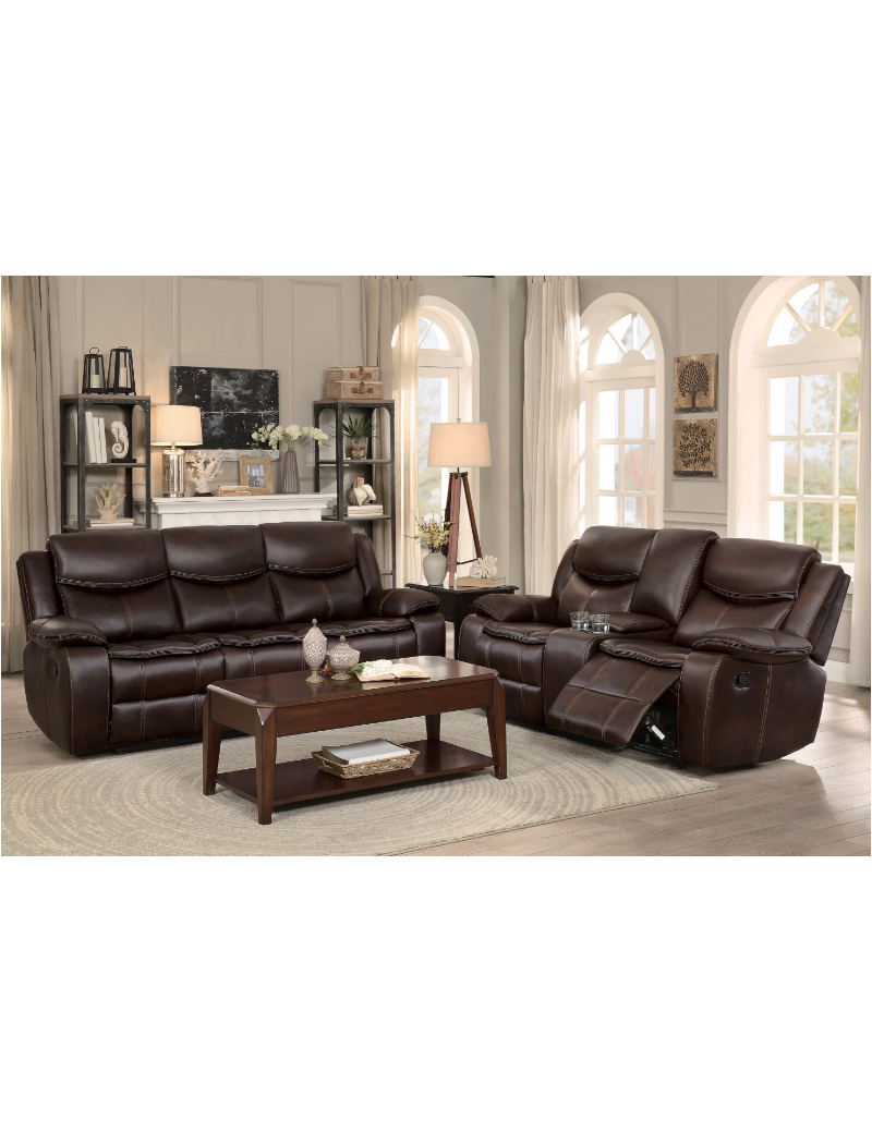 Bastrop Brown Microfiber Reclining Sofa Set | Homelegance | Phoenix AZ