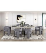6048NG + 6054 Marais 7-Piece Dining Set – Modern Organic Contemporary Style, Light Gray & Dark Gray Bouclé by Homelegance