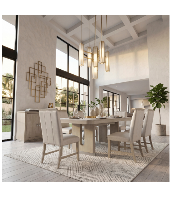 6066NN-84 Clara Collection 7-Piece Dining Set – Contemporary Style, Wire-Brushed Light Gray Finish by Homelegance