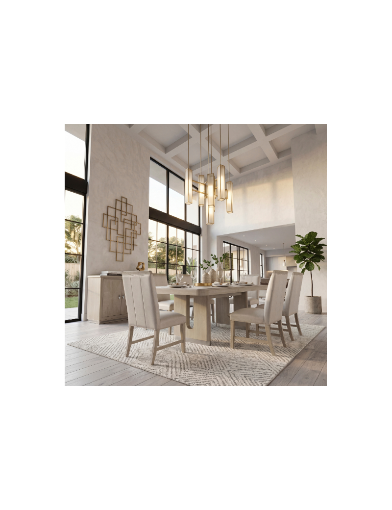 6066NN-84 Clara Collection 7-Piece Dining Set – Contemporary Style, Wire-Brushed Light Gray Finish by Homelegance
