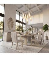 6066NN-84 Clara Collection 7-Piece Dining Set – Contemporary Style, Wire-Brushed Light Gray Finish by Homelegance