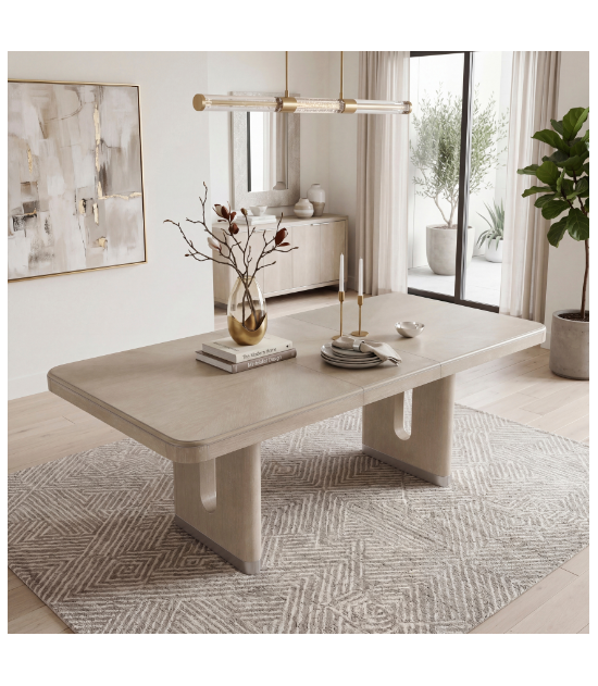 6066NN-84 Clara Collection 7-Piece Dining Set – Contemporary Style, Wire-Brushed Light Gray Finish by Homelegance
