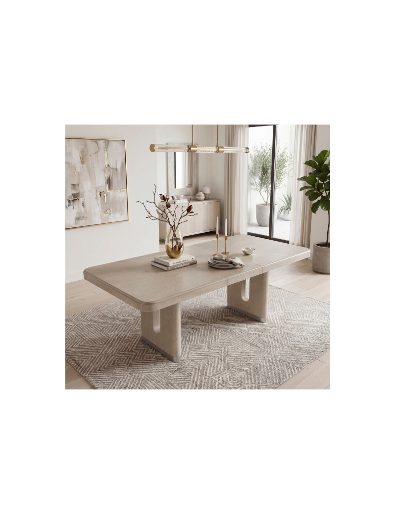 6066NN-84 Clara Collection 7-Piece Dining Set – Contemporary Style, Wire-Brushed Light Gray Finish by Homelegance
