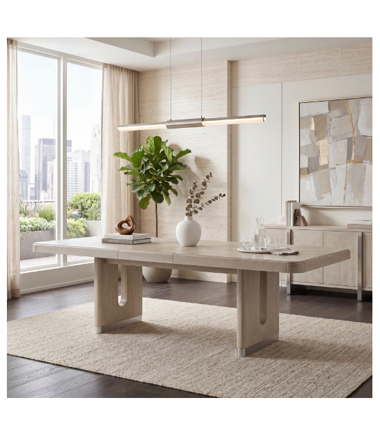 6066NN-84 Clara Collection 7-Piece Dining Set – Contemporary Style, Wire-Brushed Light Gray Finish by Homelegance