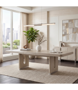 6066NN-84 Clara Collection 7-Piece Dining Set – Contemporary Style, Wire-Brushed Light Gray Finish by Homelegance