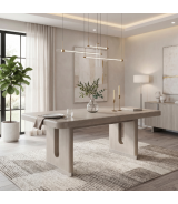 6066NN-84 Clara Collection 7-Piece Dining Set – Contemporary Style, Wire-Brushed Light Gray Finish by Homelegance