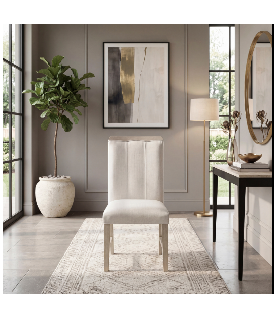 6066NN-84 Clara Collection 7-Piece Dining Set – Contemporary Style, Wire-Brushed Light Gray Finish by Homelegance