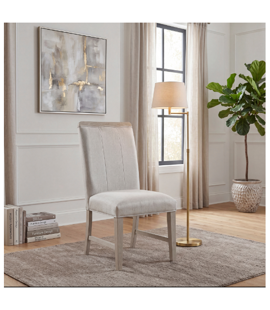 6066NN-84 Clara Collection 7-Piece Dining Set – Contemporary Style, Wire-Brushed Light Gray Finish by Homelegance