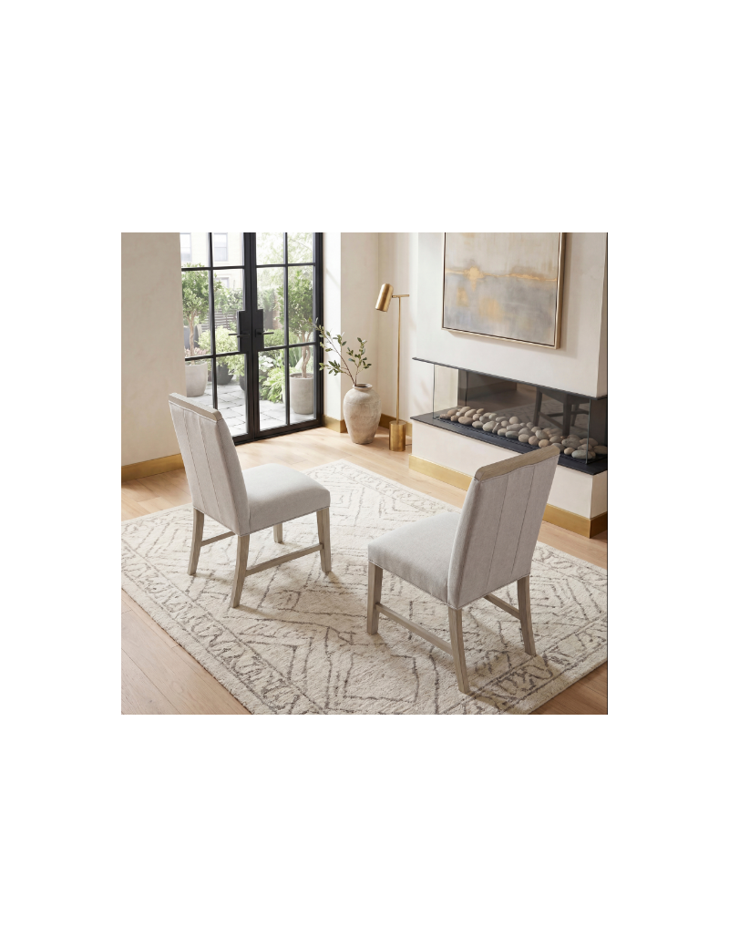 6066NN-84 Clara Collection 7-Piece Dining Set – Contemporary Style, Wire-Brushed Light Gray Finish by Homelegance