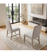 6066NN-84 Clara Collection 7-Piece Dining Set – Contemporary Style, Wire-Brushed Light Gray Finish by Homelegance