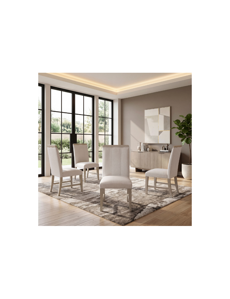 6066NN-84 Clara Collection 7-Piece Dining Set – Contemporary Style, Wire-Brushed Light Gray Finish by Homelegance