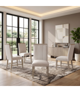 6066NN-84 Clara Collection 7-Piece Dining Set – Contemporary Style, Wire-Brushed Light Gray Finish by Homelegance