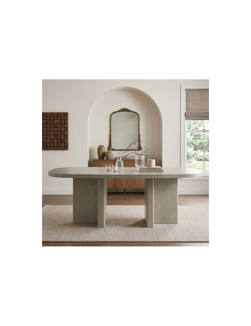 6048NG + 6054 Marais 7-Piece Dining Set – Modern Organic Contemporary Style, Light Gray & Dark Gray Bouclé by Homelegance