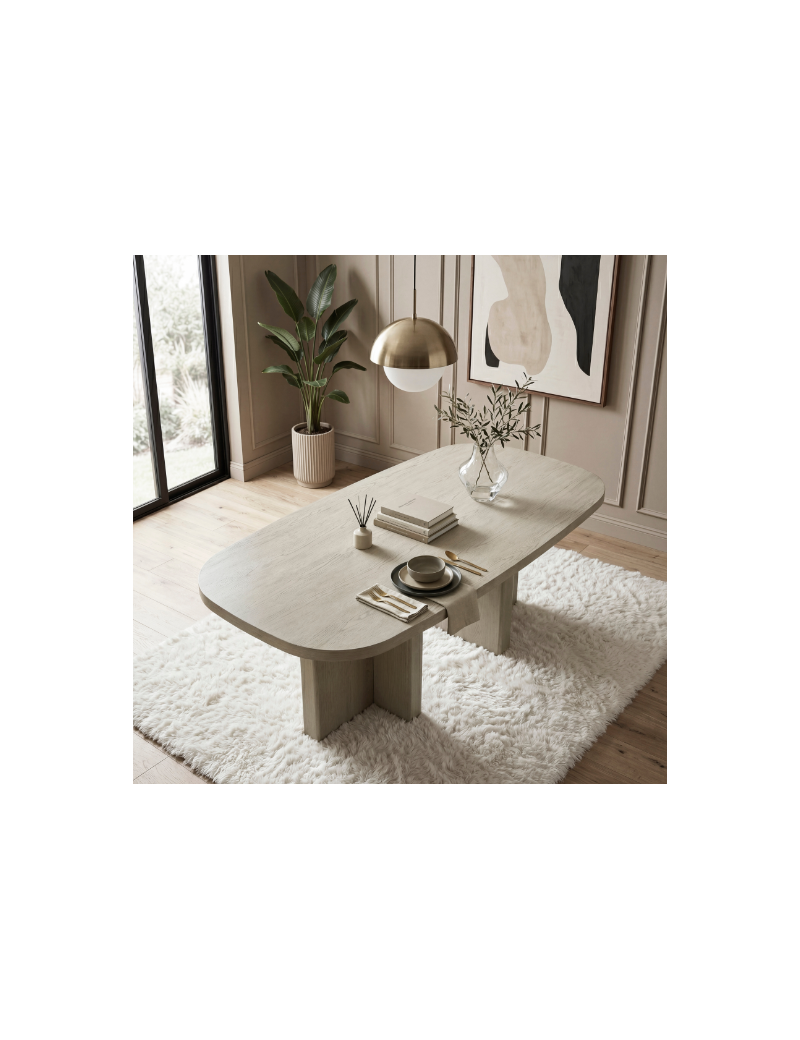 6048NG + 6054 Marais 7-Piece Dining Set – Modern Organic Contemporary Style, Light Gray & Dark Gray Bouclé by Homelegance
