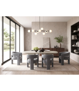 6048NG + 6054 Marais 7-Piece Dining Set – Modern Organic Contemporary Style, Light Gray & Dark Gray Bouclé by Homelegance