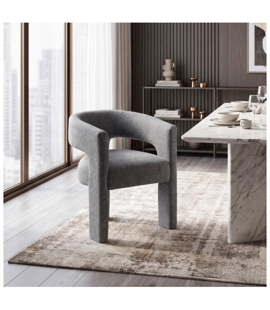 6048NG + 6054 Marais 7-Piece Dining Set – Modern Organic Contemporary Style, Light Gray & Dark Gray Bouclé by Homelegance