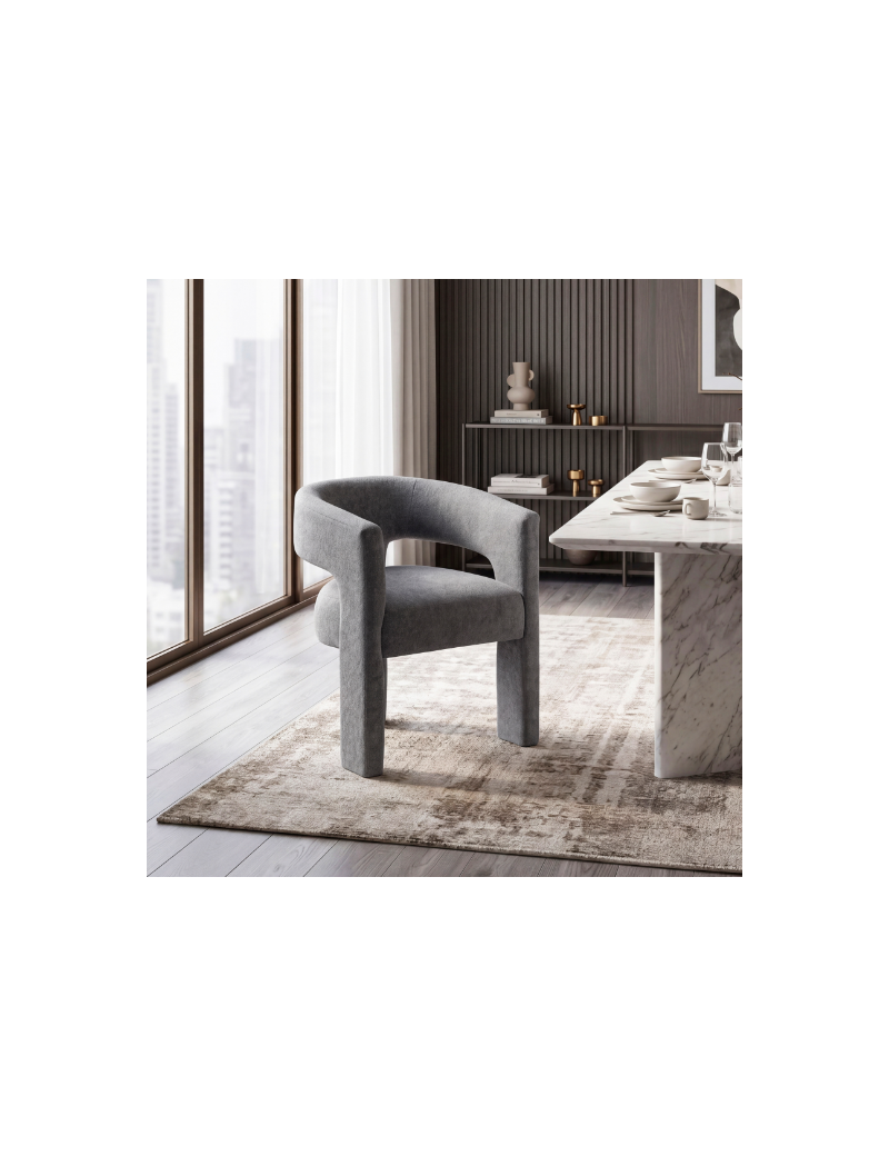 6048NG + 6054 Marais 7-Piece Dining Set – Modern Organic Contemporary Style, Light Gray & Dark Gray Bouclé by Homelegance