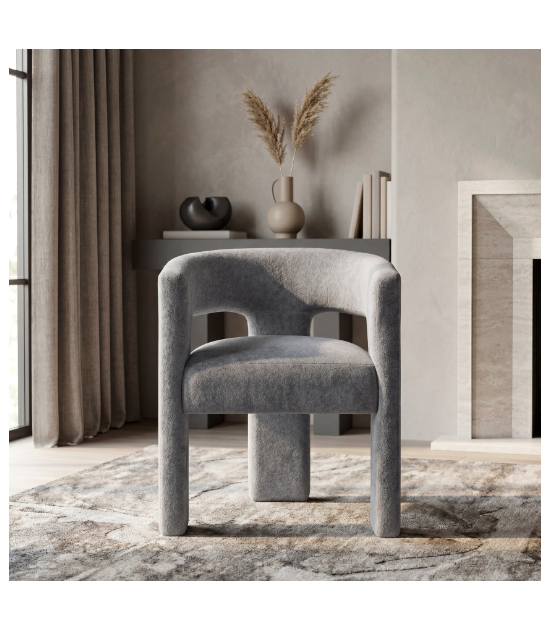 6048NG + 6054 Marais 7-Piece Dining Set – Modern Organic Contemporary Style, Light Gray & Dark Gray Bouclé by Homelegance