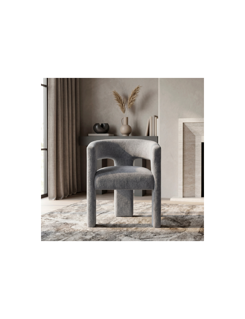 6048NG + 6054 Marais 7-Piece Dining Set – Modern Organic Contemporary Style, Light Gray & Dark Gray Bouclé by Homelegance