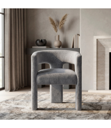 6048NG + 6054 Marais 7-Piece Dining Set – Modern Organic Contemporary Style, Light Gray & Dark Gray Bouclé by Homelegance