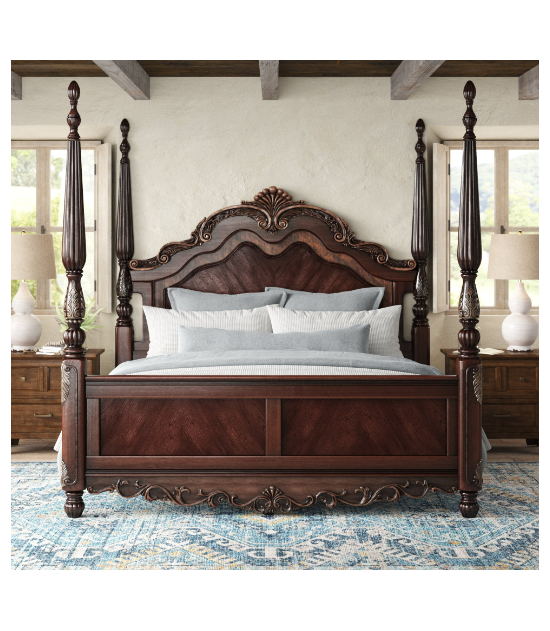 2243 Deryn Park Collection 5-Piece Queen Bedroom Set – Traditional Style, Cherry Finish with Gold Tipping by Homelegance