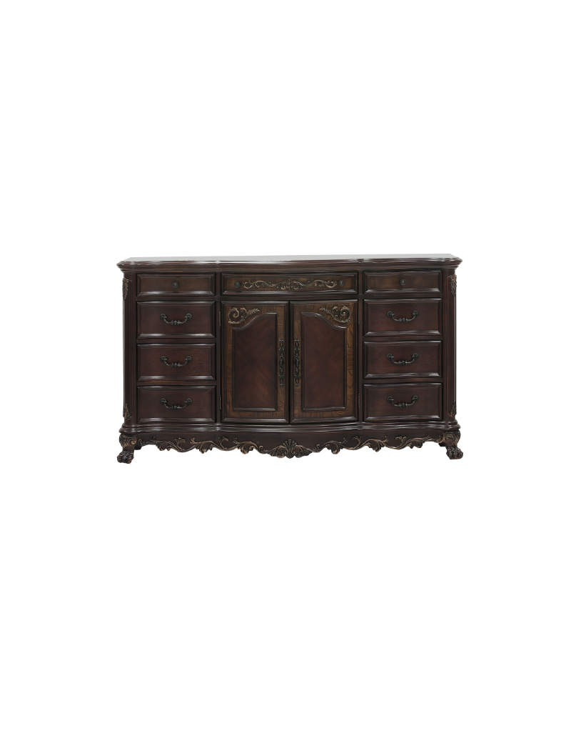 2243 Deryn Park Collection 5-Piece Queen Bedroom Set – Traditional Style, Cherry Finish with Gold Tipping by Homelegance
