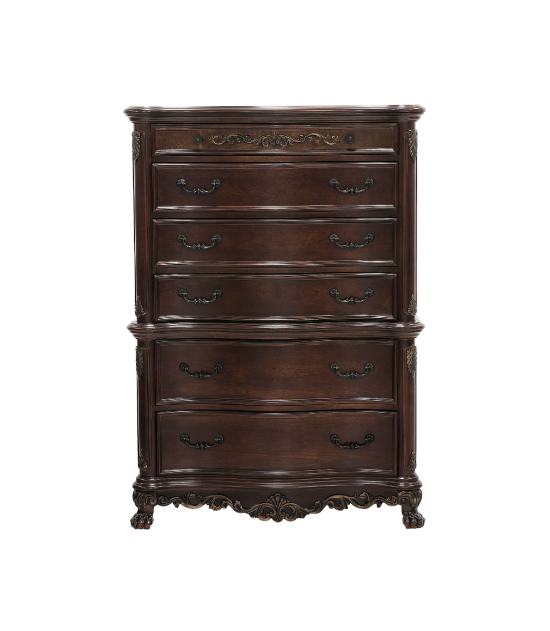 2243 Deryn Park Collection 5-Piece Queen Bedroom Set – Traditional Style, Cherry Finish with Gold Tipping by Homelegance