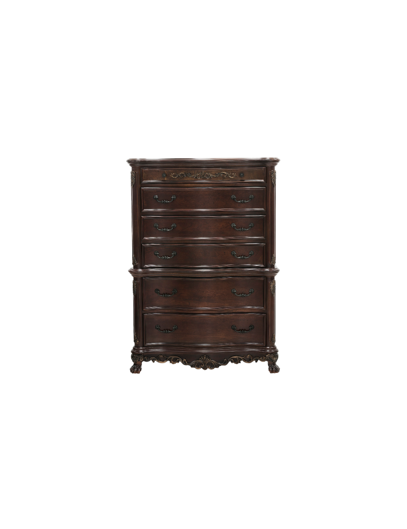 2243 Deryn Park Collection 5-Piece Queen Bedroom Set – Traditional Style, Cherry Finish with Gold Tipping by Homelegance
