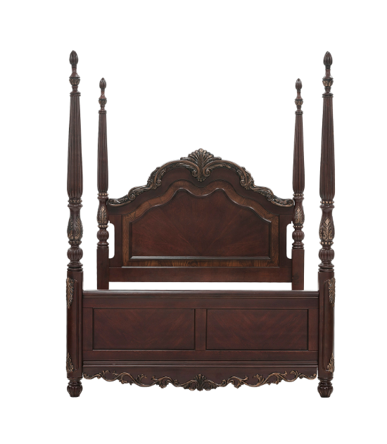 2243 Deryn Park Collection 5-Piece Queen Bedroom Set – Traditional Style, Cherry Finish with Gold Tipping by Homelegance