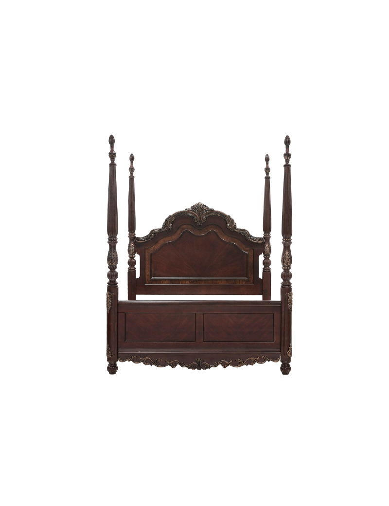 2243 Deryn Park Collection 5-Piece Queen Bedroom Set – Traditional Style, Cherry Finish with Gold Tipping by Homelegance
