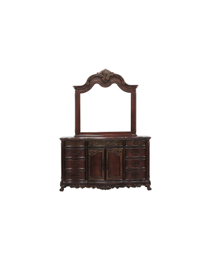 2243 Deryn Park Collection 5-Piece Queen Bedroom Set – Traditional Style, Cherry Finish with Gold Tipping by Homelegance