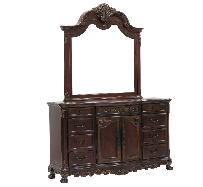 2243 Deryn Park Collection 5-Piece Queen Bedroom Set – Traditional Style, Cherry Finish with Gold Tipping by Homelegance