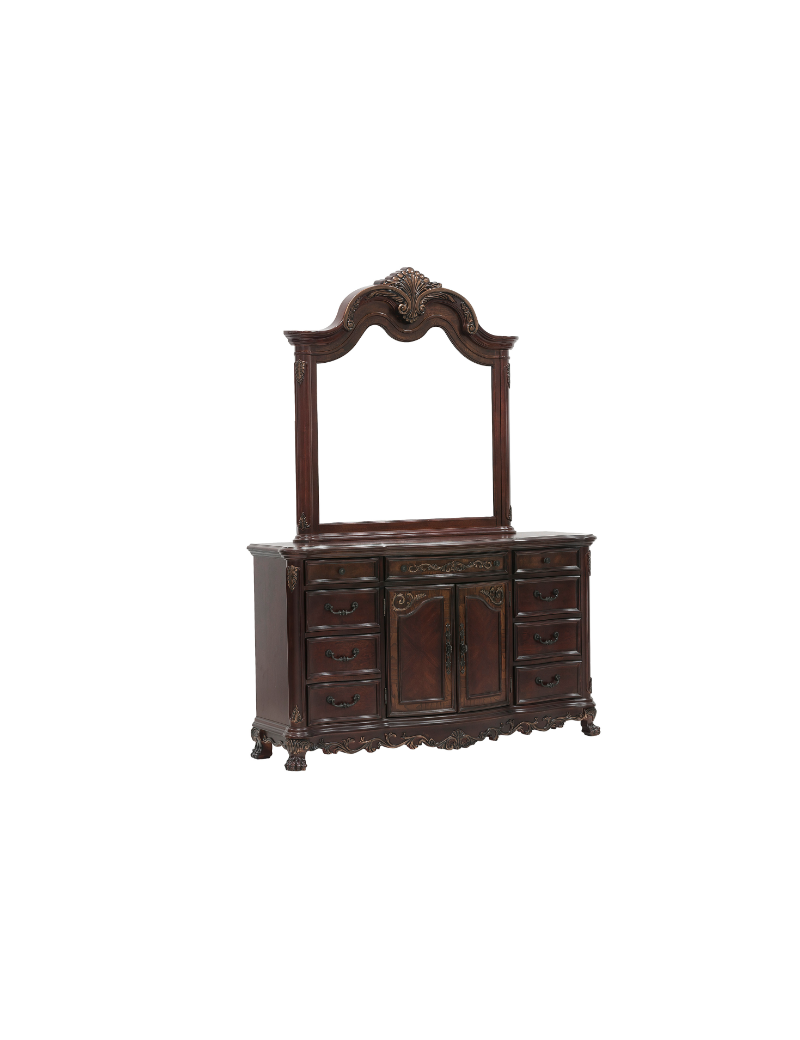 2243 Deryn Park Collection 5-Piece Queen Bedroom Set – Traditional Style, Cherry Finish with Gold Tipping by Homelegance