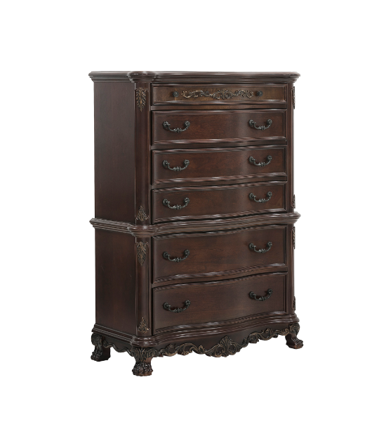 2243 Deryn Park Collection 5-Piece Queen Bedroom Set – Traditional Style, Cherry Finish with Gold Tipping by Homelegance