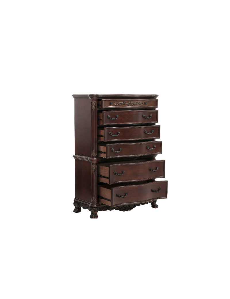 2243 Deryn Park Collection 5-Piece Queen Bedroom Set – Traditional Style, Cherry Finish with Gold Tipping by Homelegance