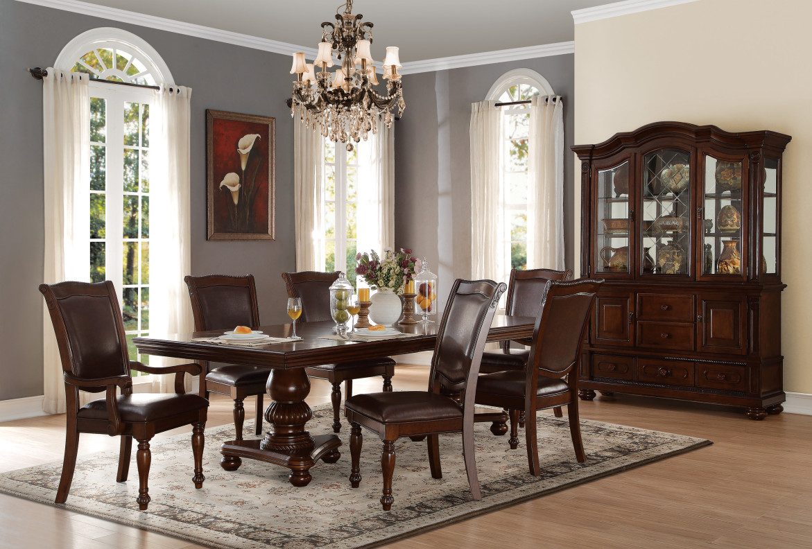 5473-103 Lordsburg 7-Piece Extendable Dining Set -6 side Chairs – Traditional Style, Brown Cherry Finish by Homelegance