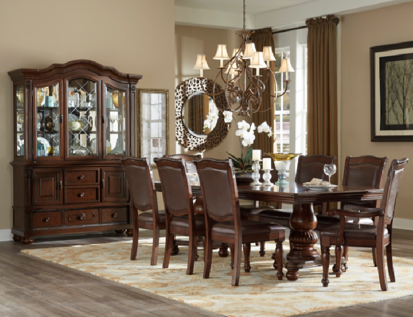 5473-103 Lordsburg 7-Piece Extendable Dining Set -6 side Chairs – Traditional Style, Brown Cherry Finish by Homelegance