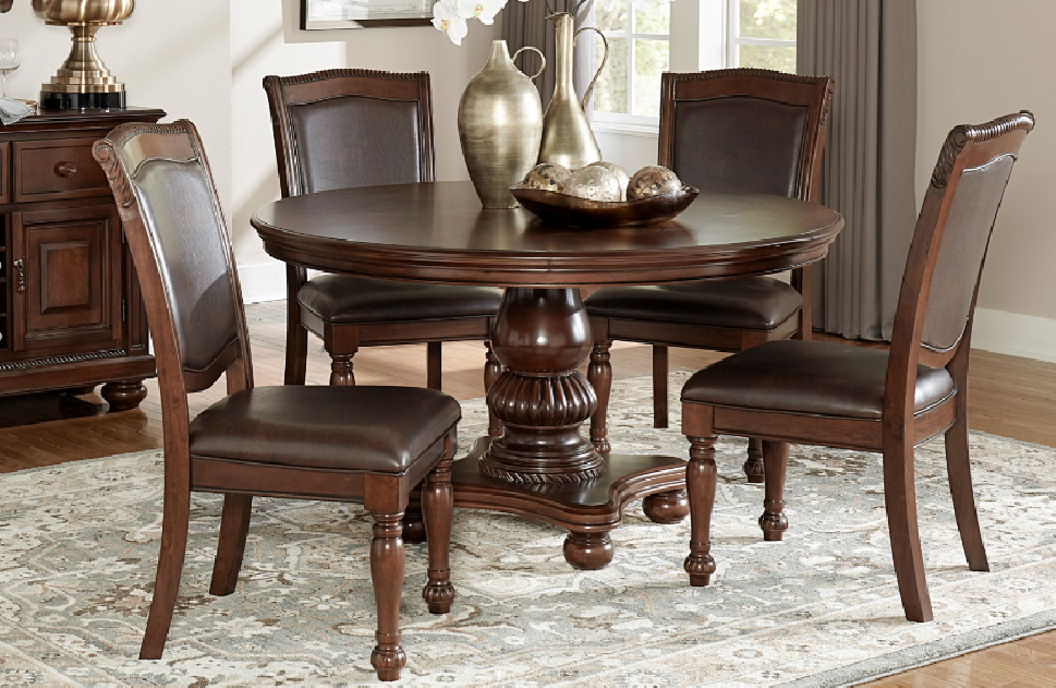 5473-54 Lordsburg 5-Piece Round Dining Set – Traditional Style, Brown Cherry Finish by Homelegance