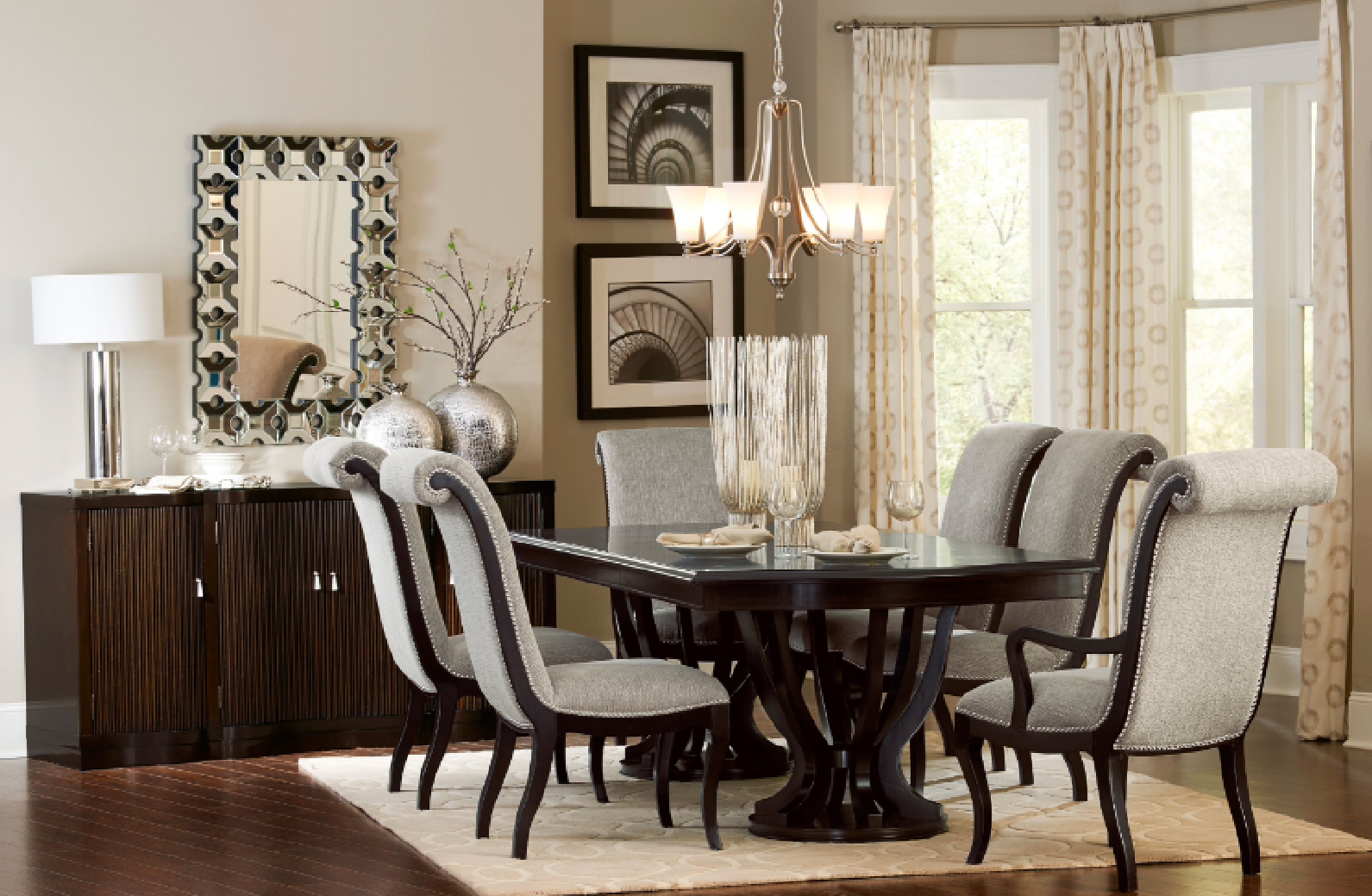 5494-106 Savion 7-Piece Extendable Dining Set – Soft Contemporary Style, Espresso Finish by Homelegance